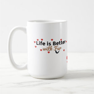 Caneca De Café A Vida é Melhor com Pelos – Amante de Animais de E