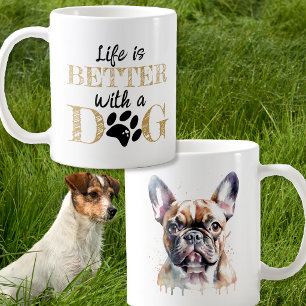 Caneca De Café A Vida é Melhor Com Um Cachorro Frenchie Presente