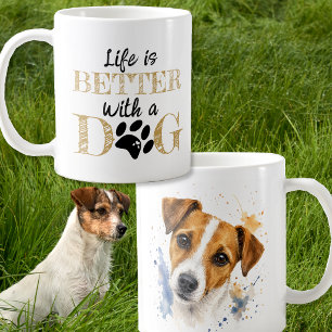 Caneca De Café A Vida é Melhor Com um Cachorro Jack Russell prese