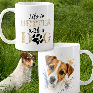 Caneca De Café A Vida é Melhor Com um Cachorro Jack Russell prese