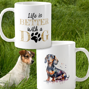 Caneca De Café A Vida é Melhor Com Um Cachorro Presente de Dachsh