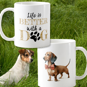 Caneca De Café A Vida é Melhor Com Um Cachorro Presente de Dachsh