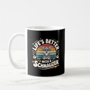 Caneca De Café A Vida é Melhor Com Um Cachorro Schnauzer Vintage