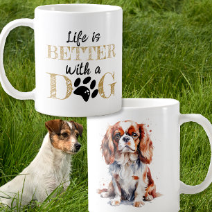 Caneca De Café A Vida é Melhor Com um Cão King Charles spaniel