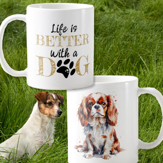 Caneca De Café A Vida é Melhor Com um Cão King Charles spaniel