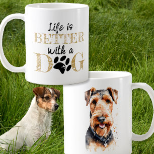 Caneca De Café A Vida é Melhor Com um Cão Presente do Airedale te