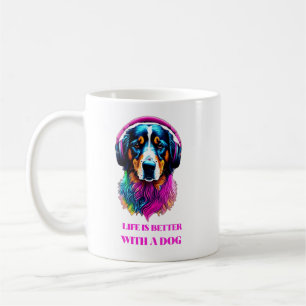 Caneca De Café A vida é melhor com um cão - um cachorro engraçado