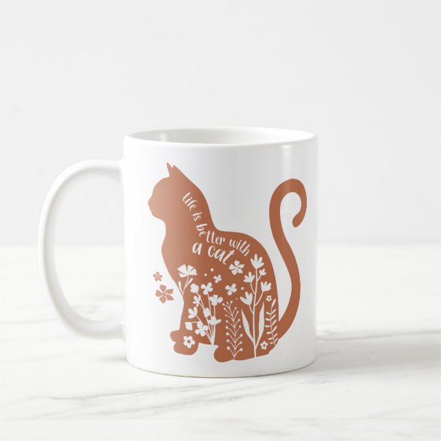 Caneca De Café A Vida É Melhor Com Um Gato (Esquerda)