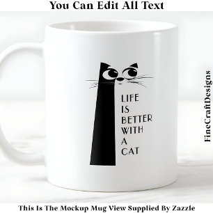 Caneca De Café A Vida É Melhor Com Um Gato Ou Gatos 055 Citação M