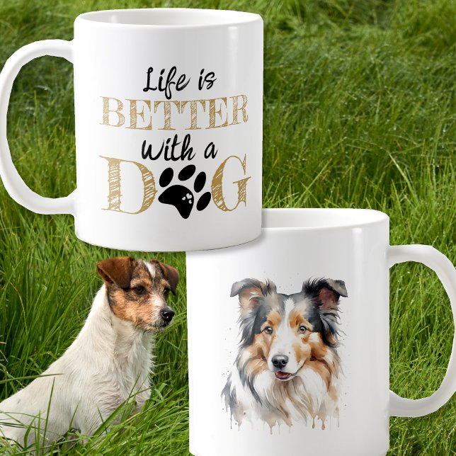 Caneca De Café A Vida é Melhor Com um Presente de Collie (Criador carregado)