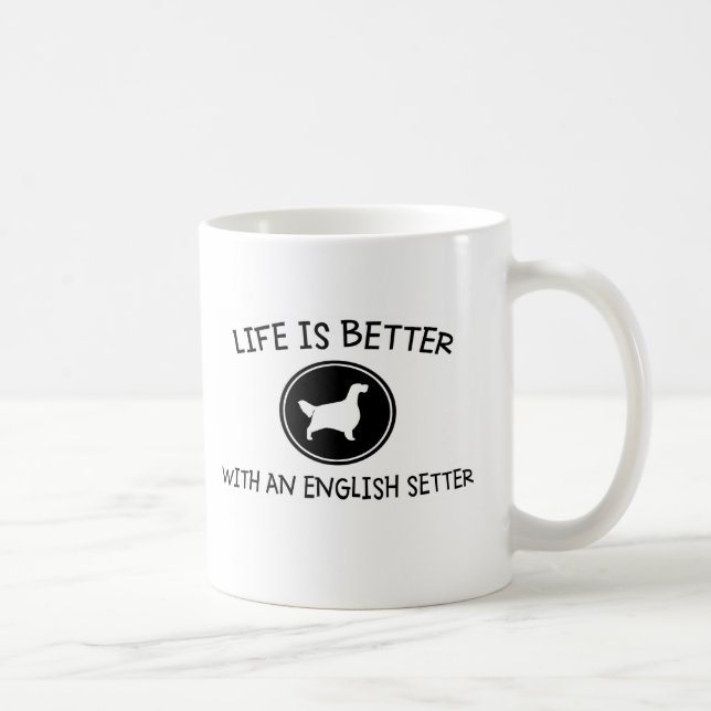 Caneca De Café A vida é melhor com um setter inglês (Direita)