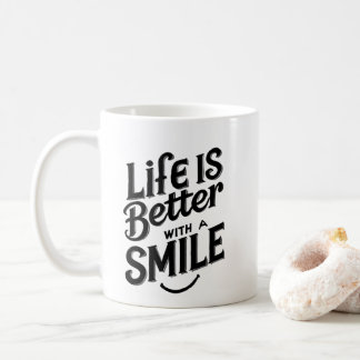 Caneca De Café A Vida É Melhor Com Um Sorriso