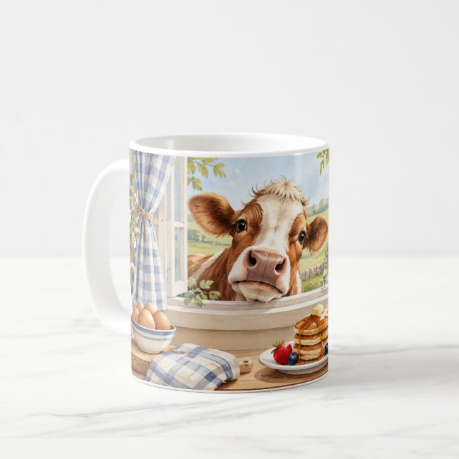 Caneca De Café A Vida é Melhor Com Vacas Curiosas (Frente Esquerda)