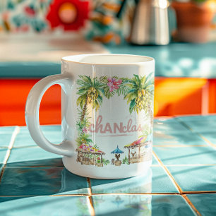 Caneca De Café A Vida é Melhor de Chanclas Palmeira Tropical
