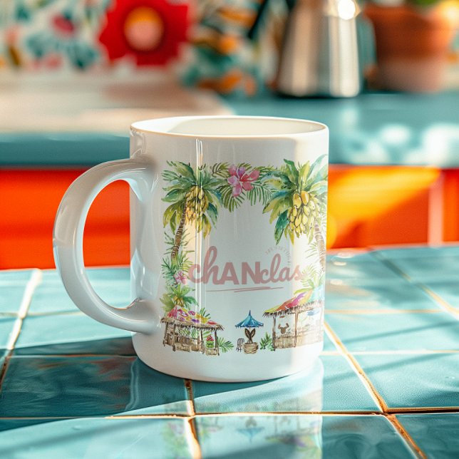Caneca De Café A Vida é Melhor de Chanclas Palmeira Tropical (Criador carregado)