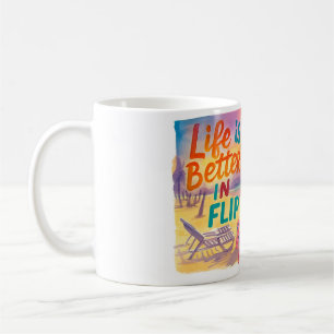 Caneca De Café A vida é melhor de chinelos na Praia do Paraíso