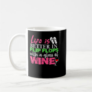 Caneca De Café A Vida É Melhor Em Chinelos Com Vidro