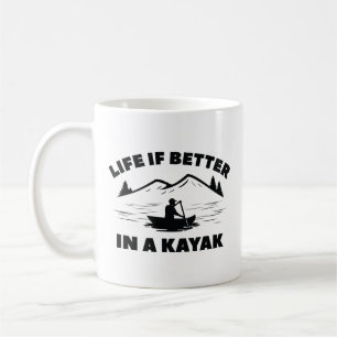 Caneca De Café A Vida É Melhor Em Um Kayak