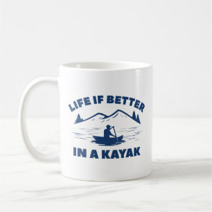 Caneca De Café A Vida É Melhor Em Um Kayak