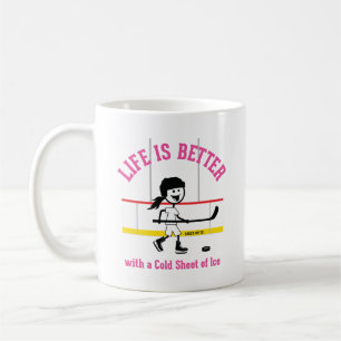 Caneca De Café A vida é melhor jogador de hóquei em animação