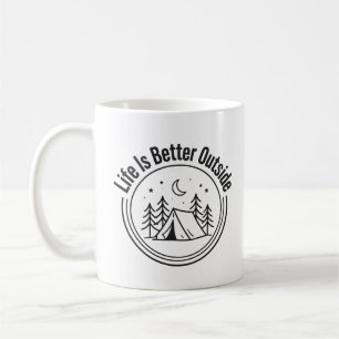 Caneca De Café A Vida é Melhor Lá Fora Design de Noite de Camping