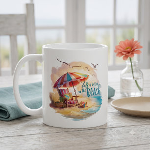 Caneca De Café A Vida é Melhor na Praia Estética Costeira