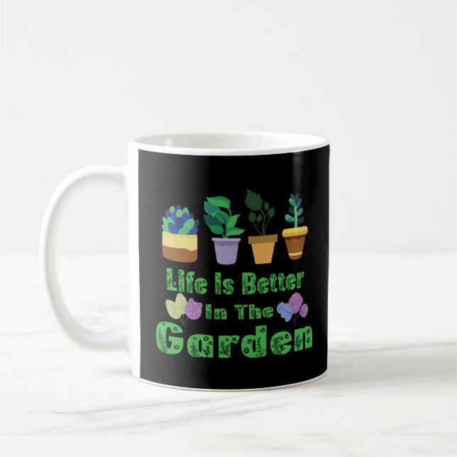 Caneca De Café A Vida É Melhor No Jardim (Esquerda)