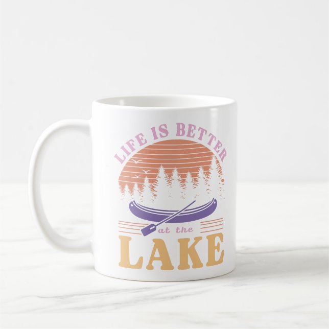 Caneca De Café A Vida É Melhor No Lago (Esquerda)