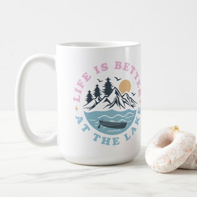 Caneca De Café A vida é melhor no lago (Com Donut)