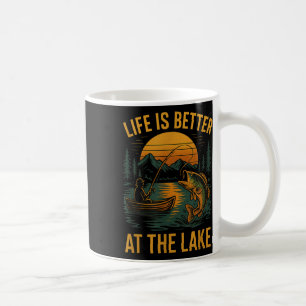 Caneca De Café A Vida É Melhor No Lago – Natureza de Pesca Vintag