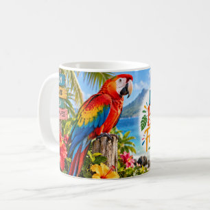 Caneca De Café A Vida É Melhor no Papagaio Colorido
