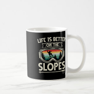 Caneca De Café A Vida É Melhor No Slopes Ski Retro Snowboard