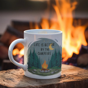 Caneca De Café A vida é melhor pelo acampamento de Campfire