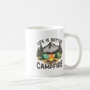 Caneca De Café A Vida é Melhor Perto da Fogueira Montanha Acampam