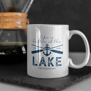Caneca De Café A vida é o melhor nome da família Lake House Mug