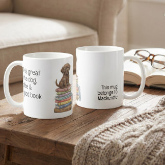 Caneca De Café A vida é ótima com um cachorro e um bom livro