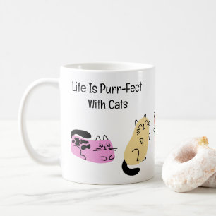 Caneca De Café A Vida é Perfeita com Gatos