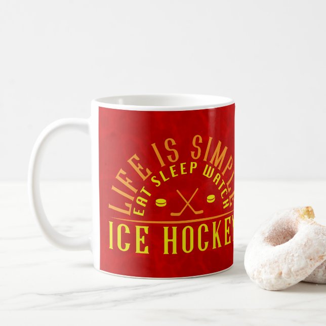 Caneca De Café A vida é simples comer adormecido observando o hóq (Com Donut)