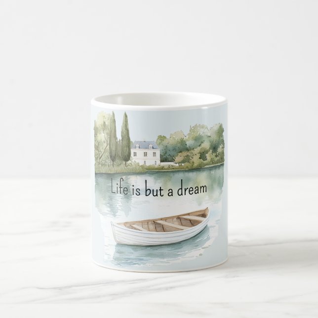 Caneca De Café A vida é um barco no lago dos sonhos (Centro)