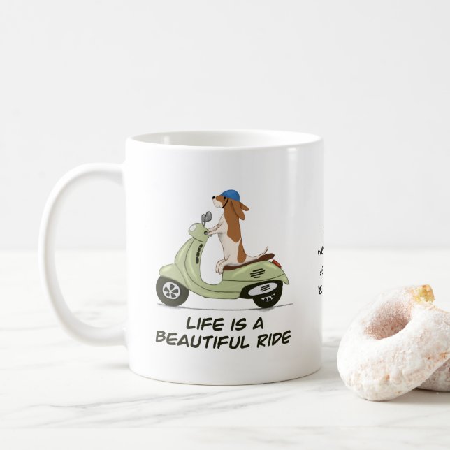 Caneca De Café A vida é uma bela viagem - Cachorro em Vespa (Com Donut)