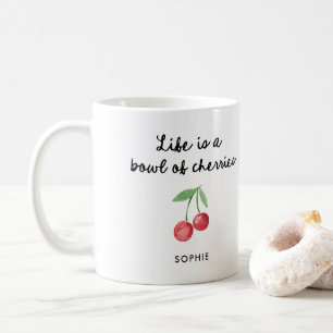 Caneca De Café A vida é uma tigela de cerejas   Script Retroativo