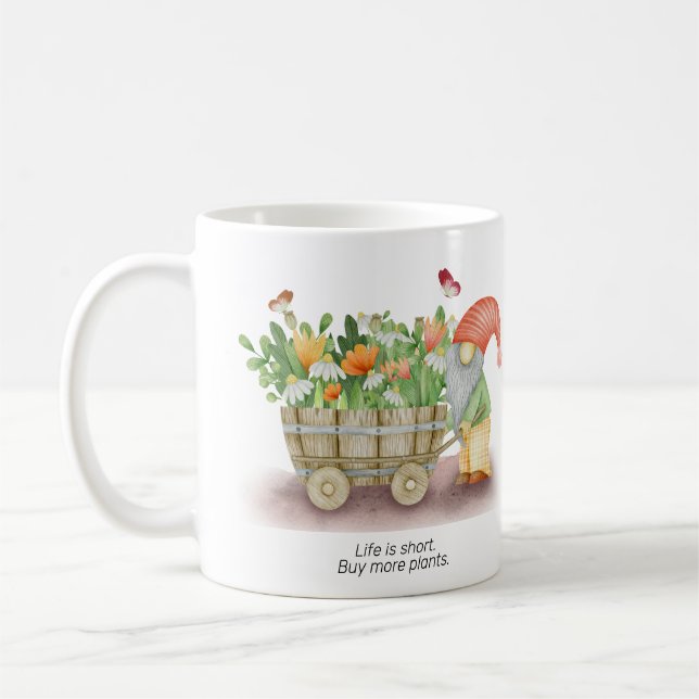 Caneca De Café A vida gnomo é comprar mais plantas personalizam (Esquerda)