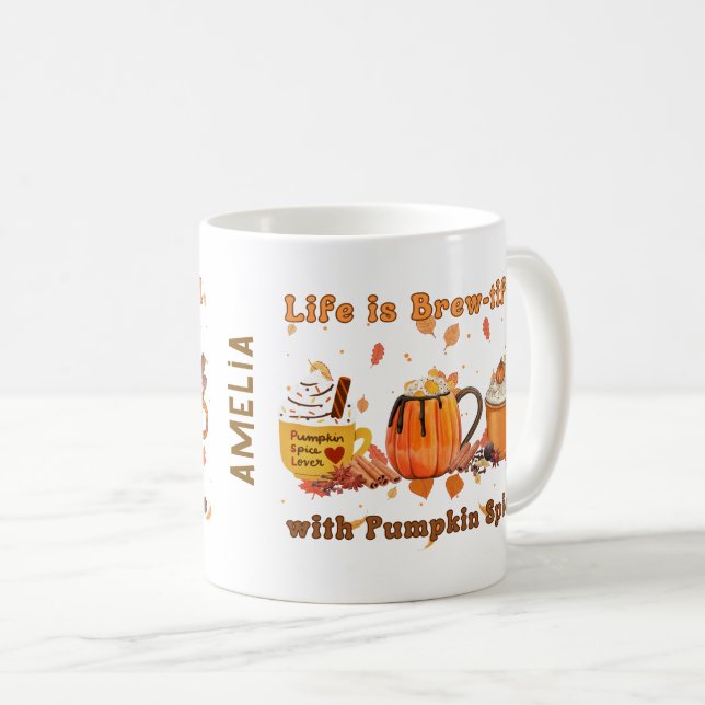 Caneca De Café A Vida Personalizada É Bonita Com A Especiaria De  (Frente Esquerda)