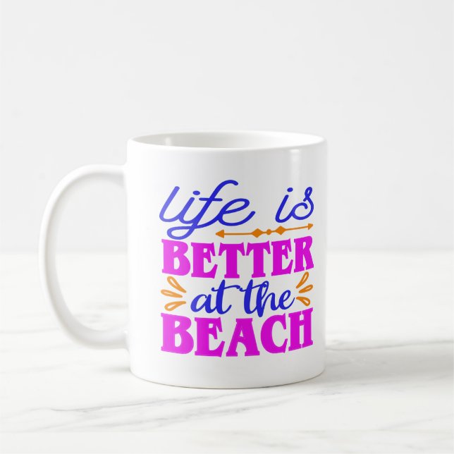 Caneca De Café A vida personalizada é melhor na praia (Esquerda)