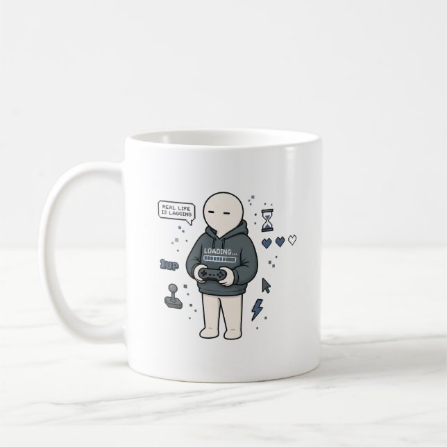 Caneca De Café A Vida Real Está com Lag Funny Gamer Meme (Esquerda)