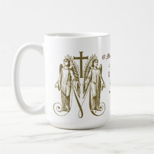 Caneca De Café A Virgem Católica Maria Cruza Anjos Orando Religi