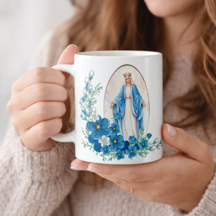 Caneca De Café A Virgem Maria abençoada floresce a oração de