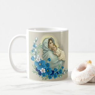 Caneca De Café A Virgem Maria abençoada Jesus floresce a oração