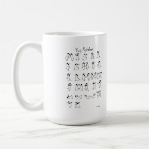 Caneca De Café A-Z do alfabeto do Pug