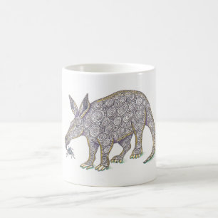 Caneca De Café Aardvark e caneta preta de formigas desenho